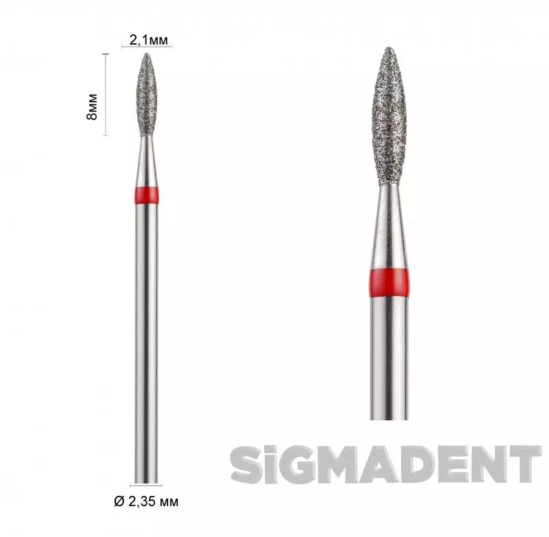 Sigmadent Asfarma Бор прямий (полум'я коротке 8 -10мм) ASFARMA 243 — Зуботехнічні інструменти — photo 12
