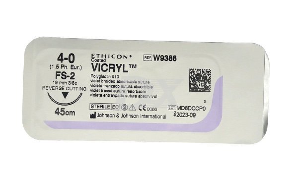 Шовний матеріал VICRYL PLUS (поліфілам, фіолет) 45 см, 4/0 - фото . Купити з доставкою в інтернет магазині Dlx.ua.