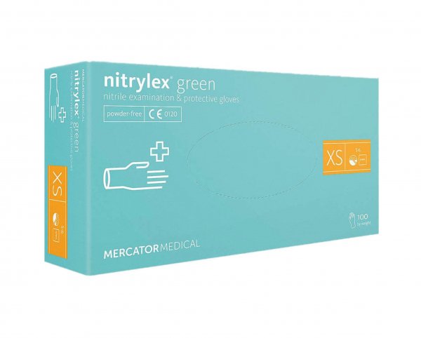 Перчатки нитриловые Nitrylex зеленые 50 пар - фотография. Купить с доставкой в интернет магазине DLX 