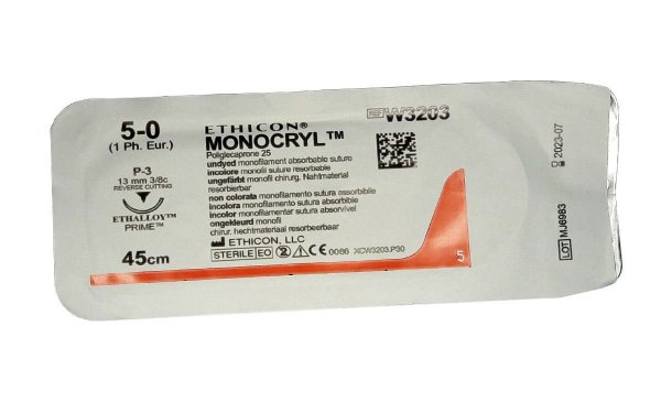 Шовный материал Monocryl (монофилам, не окрашен) 45 см, 5/0 - фотография. Купить с доставкой в интернет магазине DLX 