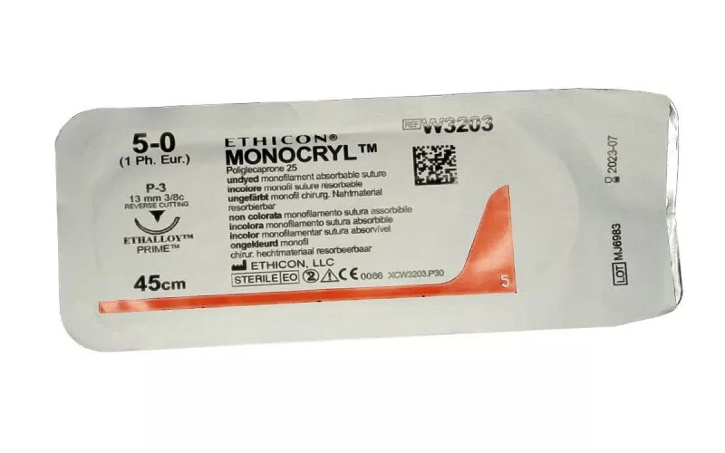 Johnson & Johnson Шовний матеріал Monocryl (монофілам, не забарвлений) 45 см, 5/0 — Хірургічні матеріали — photo 2