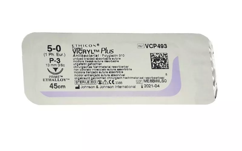 Johnson & Johnson Шовний матеріал VICRYL PLUS (плетений, не забарвлений) 45 см, 5/0 — Хірургічні матеріали — photo 2
