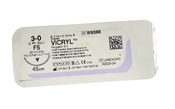 Шовний матеріал VICRYL PLUS (поліфілам, фіолет) 45 см, 3/0 - фото . Купити з доставкою в інтернет магазині Dlx.ua.